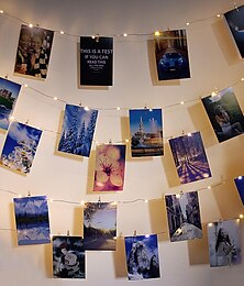 economico -foto clip luce 50 luci notturne a led colorate decorazione per dormitorio luce sala camera da letto atmosfera luce festa decorazione di nozze configurazione luce 50 clip 1 set