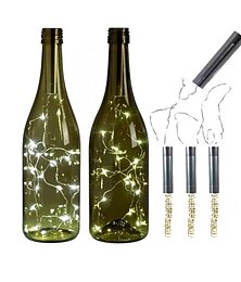 economico -2m Strisce luminose LED flessibili Fili luminosi 20 LED 3 pezzi Bianco caldo Batterie AA alimentate