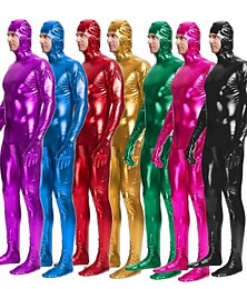 billige -Zentai-drakter Voksne Lasteks Spandex Lykra Cosplay-kostymer Herre Ensfarget Karneval Maskerade / Høy Elastisitet