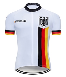 cheap -21Grams Men's Cycling Jersey Short Sleeve Bike Jersey Top with 3 Rear Pockets Mountain Bike MTB Road Bike Cycling UV Resistant Breathable Quick Dry Back Pocket Black White Red Germany National Flag