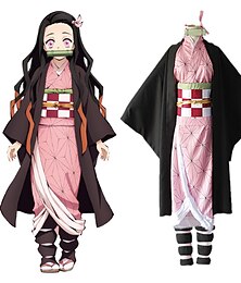 ieftine -Inspirat de Demon Slayer: Kimetsu no Yaiba Kamado Nezuko Anime Costume Cosplay Japoneză Costume Cosplay Geacă Lenjerie de Corp Apărătoare pentru Genunchi Pentru Pentru femei / Funie / Funie