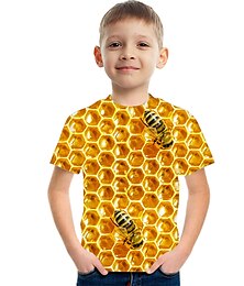 billiga -Pojkar 3D Färgblock 3D Print T-shirt Kortärmad 3D-tryck Sommar Sport Streetwear Grundläggande Polyester Konstsilke Barn 3-12 år Utomhus Dagligen Inomhus