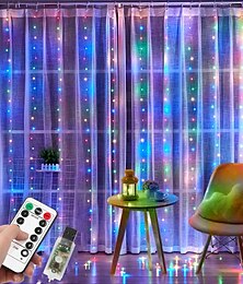 cheap -Window Curtain String Light 3x2M Outdoor Wedding Decorating Window Lights 200 LED 8 Lighting Modes for Bedroom Party Wedding Home Indoor Outdoor Waterproof