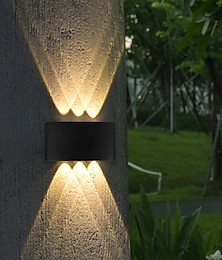 economico -Lampada da parete a led per esterni impermeabile 6w illuminazione su e giù per interni a doppia testa curva applique da parete moderna camera da letto luce bianca calda