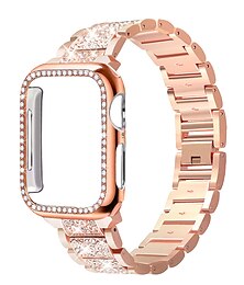 economico -Cinturino per orologio  per Apple Watch 38mm 40mm 41mm 42mm 44mm 45mm 49mm iwatch Series Ultra 8 7 6 SE 5 4 3 2 1 Acciaio inossidabile Con diamantini Sostituzione Cinghia con caso Diamante Bling