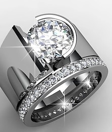 cheap -Ring Wedding Silver Platinum Plated Alloy Stylish 1pc AAA Cubic Zirconia / Women's / Men's / Men's