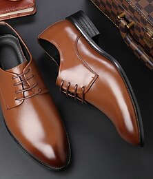 cheap -Men's Oxfords Derby Shoes Formal Shoes Classic Casual Daily Office & Career PU Non-slipping Wear Proof Lace-up Black Brown Summer Fall