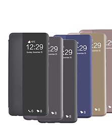 preiswerte -Handy Hülle Handyhüllen Für Huawei Mate 40 Pro + P10 Huawei Mate 20 pro Hwawei P40 P30 P20 Pro Lite Klappetui mit Sichtfenster Durchscheinend Ganzkörperschutz Einfarbig PU-Leder