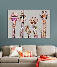 olcso -óvoda olajfestmény kézzel készített festett falfestmény rajzfilm színes zsiráf állat otthoni dekoráció dekor hengerelt vászon keret nélkül nyújtva