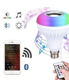 זול -רמקול הנורה bluetooth 12 w חכם led מוסיקה לנגן הנורה e27 e26 b22 basecolorfulw Wireless rgb נורות led עם 24 מפתחות שלט רחוק לקישוט בר בית מסיבת ktv מסעדה