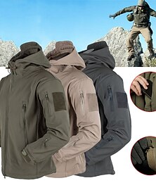 economico -operazioni speciali da uomo giacca militare tattica soft shell cappotto in pile da caccia cappotto con cappuccio esterno termico caldo impermeabile antivento foderato in pile leggero trench invernale top pesca di campeggio