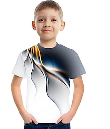 billiga -Pojkar 3D Färgblock 3D Print T-shirt Kortärmad 3D-tryck Sommar Sport Streetwear Grundläggande Polyester Konstsilke Barn 3-12 år Utomhus Dagligen