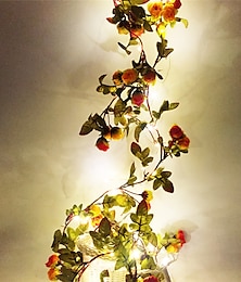economico -elegante festa di ricevimento di nozze 2m ghirlanda di foglie di fiori fata luci a stringa, alimentata a batteria 20 led filo di rame per vacanze di natale, matrimonio, festa e temi forestali
