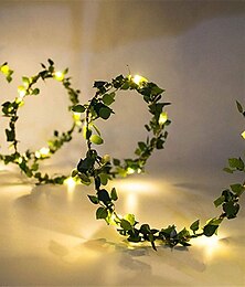 cheap -1pcs 10m 100leds Outdoor LED Holiday Light Leaf Twine Fairy Garland String Lights Battery Power Operate for Rustic Wedding Party Decor