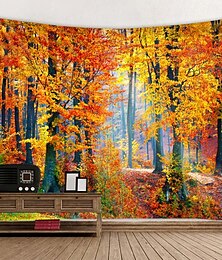 voordelige -wandtapijten kunst decor deken gordijn picknick tafelkleed opknoping thuis slaapkamer woonkamer slaapzaal decoratie herfst natuur landschap bos boom