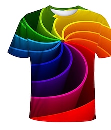 billiga -Pojkar 3D Färgblock Regnbåge 3D Print T-shirt Kortärmad 3D-tryck Sommar Aktiv Sport Streetwear Polyester Barn Småbarn 2-13 år Dagligen