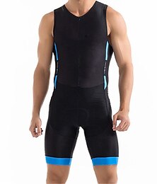 halpa -Miesten Triathlon Tri -puku Hihaton Maastopyöräily Maantiepyöräily Sininen Apila Musta / Sininen Pyörä Liikunta-asut UV-vastustuskykyinen 3D alusta Hengittävä Nopea kuivuminen Hikeä siirtävä