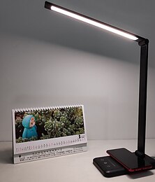 abordables -Usb led lampe de bureau lumière protection des yeux téléphone portable chargeur sans fil port de charge salle d'étude bureau dc 5v 5 arrêt réglage de la luminosité