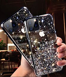 olcso -telefon Ügy Kompatibilitás iPhone 15 14 Pro Max Plus iPhone 13 12 11 Pro Max Mini Fekete tok Kristálytiszta a Women Girl számára Bling Glitter Shiny TPU