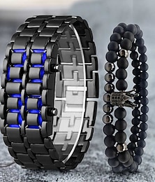 cheap -Wristwatches For Men Lava Iron Samurai Metal Bracelet Lava Watch LED Digital Watch Gifts for Male Boy Sport Creative Clock