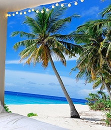 Χαμηλού Κόστους -τοίχος ταπετσαρία τέχνη διακόσμηση κουβέρτα κουρτίνα πικ-νικ τραπεζομάντιλο κρεμαστό σπίτι υπνοδωμάτιο σαλόνι dorm διακόσμηση τοπίο θάλασσα ωκεανός παραλία καρύδα δέντρο