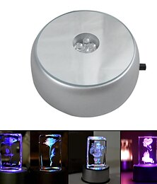 cheap -4LEDs Luminous Base Light Crystal Glass Transparent Objects Display Laser Colorful Round Stand Base for Cocktail