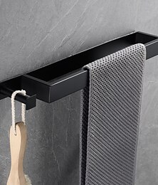 abordables -porte-serviettes avec crochet pour salle de bain, porte-serviettes auto-adhésif mural en acier inoxydable sus304 sans perçage porte-serviettes pour toilette salle de bain, cuisine (noir/chrome/nickel