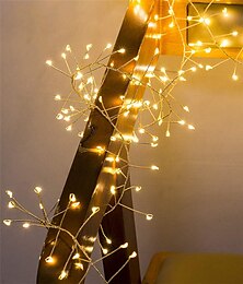 cheap -2M 100Leds Copper Wire String Lights Firecracker Fairy Garland Light for Christmas Window Wedding Party Warm White Decor AA Battery Operated (come without battery)