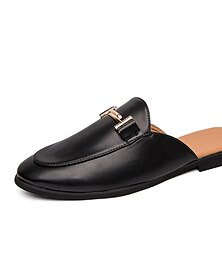 cheap -Men's Clogs & Mules Half Shoes Classic Casual Home Daily PU Breathable Wear Proof Loafer Black White Summer