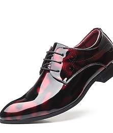 cheap -Men's Oxfords Derby Shoes Dress Shoes Business Classic British Christmas Office & Career Party & Evening Patent Leather Breathable Wear Proof Lace-up Black Burgundy Royal Blue Summer Spring Fall