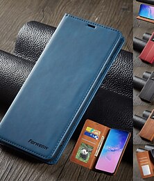 Недорогие -телефон Кейс для Назначение SSamsung Galaxy S25 S24 S23 S22 S21 FE S21 Ультра Плюс A14 A32 A52 Кошелек для карт Магнитный флип Откидная подножка Защита от удара Однотонный Кожа PU