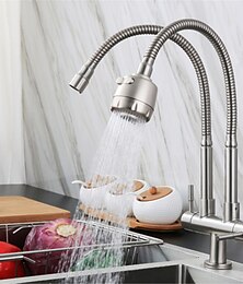 economico -rubinetto da cucina, acciaio inossidabile sus304 nichel spazzolato 2 modalità maniglia singola bocca standard monoforo rubinetti da cucina contemporanei