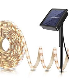 billiga -utomhus solar led strip ljus trädgård string light 5m 16.4ft vattentät varmvit rgb 2835smd julterrass balkong trappor pergola dekor 8mm 150 leds