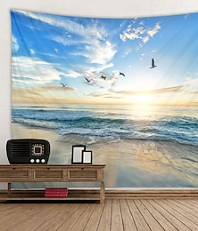 billiga -strandmås digitaltryckt stor gobeläng dekor väggkonst bordsdukar överkast picknickfilt strand gobelänger färgglada sovrum hall sovsal vardagsrum hängande