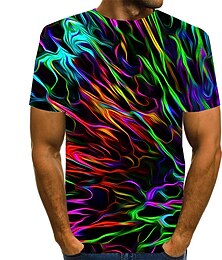 preiswerte -Herren Hemd T Shirt Graphic Rundhalsausschnitt Regenbogen Übergröße Täglich Ausgehen Kurzarm Bedruckt Bekleidung Strassenmode Übertrieben