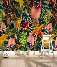 cheap -Cool Wallpapers Wall Mural Nature Wallpaper Wall Sticker Covering Print Tropical Palm Flower Leaf Canvas Home Décor Peel and Stick Removable