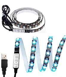 cheap -1set LED Light Strips RGB Tiktok Lights USB DC 5V 5050 RGB Mini 3Key Remote Flexible Light IP65 1m TV Background Lighting Ribbon Tape
