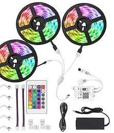 halpa -15M 3x5M WIFI Älykäs LED-valosarjat vedenpitävä RGB Tiktok valot 450 LEDiä 5050 puhelinohjattu LED-nauha aikarajoitettu LED-nauha toimii