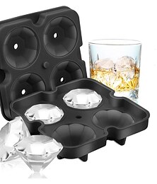 abordables -4 Grilles Diamant Bac À Glaçons Réutilisable Glaçons Maker Silicone Moules À Crème Glacée Forme Moule À Chocolat Whisky Party Bar Outils