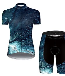 abordables -Mujer Maillot de Ciclismo con Culotte Manga Corta MTB Bicicleta Montaña Ciclismo Carretera Rojo Azul Azul cielo Animal Degradado Serpiente Bicicleta Transpirable Secado rápido Resistente a los UV