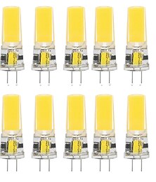billiga -10st g4 10w 1000lm cob 2508 led bi-pin glödlampa för skåpljus taklampor husbil båtar utomhusbelysning 100w halogen motsvarande varmvit kallvit