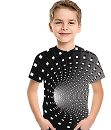 abordables -Garçon 3D Géométrique Bloc de couleur 3D Print T-shirt Tee-shirts Manche Courte 3D effet Eté Actif Sportif Vêtement de rue Enfants Bébé
