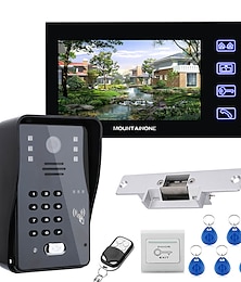 baratos -Sistema de interfone de vídeo porteiro, tela LCD de 7 polegadas, kit de controle de acesso de porta rfid, controle remoto de bloqueio elétrico de câmera externa