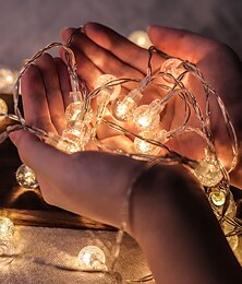 economico -50 sfere di cristallo led luci stringa 5m luci stringa led luci stringa esterne alimentato a batteria luce fata impermeabile giardino esterno natale festa di nozze cortile decorazione lampada senza ba