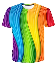 billige -Herre Unisex Skjorte T skjorte T-skjorter Grafisk Regnbue 3D Crew-hals Klær Store størrelser Fest Avslappet Kortermet Trykt mønster Elegant og moderne