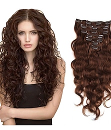 levne -Připínací Prodloužení vlasů Přírodní vlasy 7 kusů Balíček Vlnité 14-22 inch Prodloužení vlasů