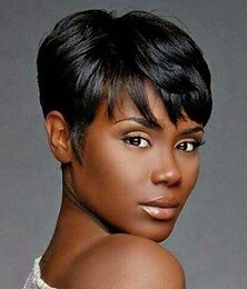 economico -Capelli umani di Remy Parrucca Corto Liscio Diritto naturale Taglio medio corto Taglio corto spettinato Parte laterale Taglio scalato Nero Marrone Da donna Di tendenza Attaccatura dei capelli naturale