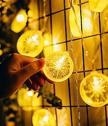 billiga -2m 10led fairy lampor ledde orange citronsträngljus batteridrivna jul krans display fönster nyår bröllop familjefest dekoration utan batteri