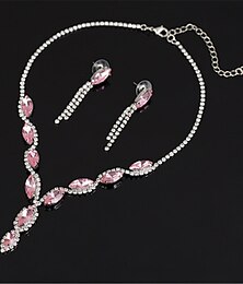 abordables -Boucles d'oreille Clou 1 jeu Blanc Zircon cubique Alliage 1 Collier Boucles d'Oreilles Femme à la mode Luxe Adorable Rivière de Diamants Mini Parure de Bijoux Pour Mariage Soirée Fiançailles