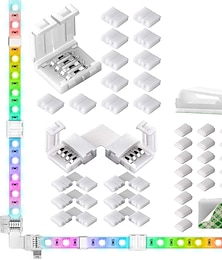 voordelige -LED Light Strip Connectors 10mm Unwired 4 Pin RGB LED Lights Connectors Kit 12 Gapless Connectors 6 L Shape Connectors voor SMD 5050 Multicolor LED Strip 5V-24V